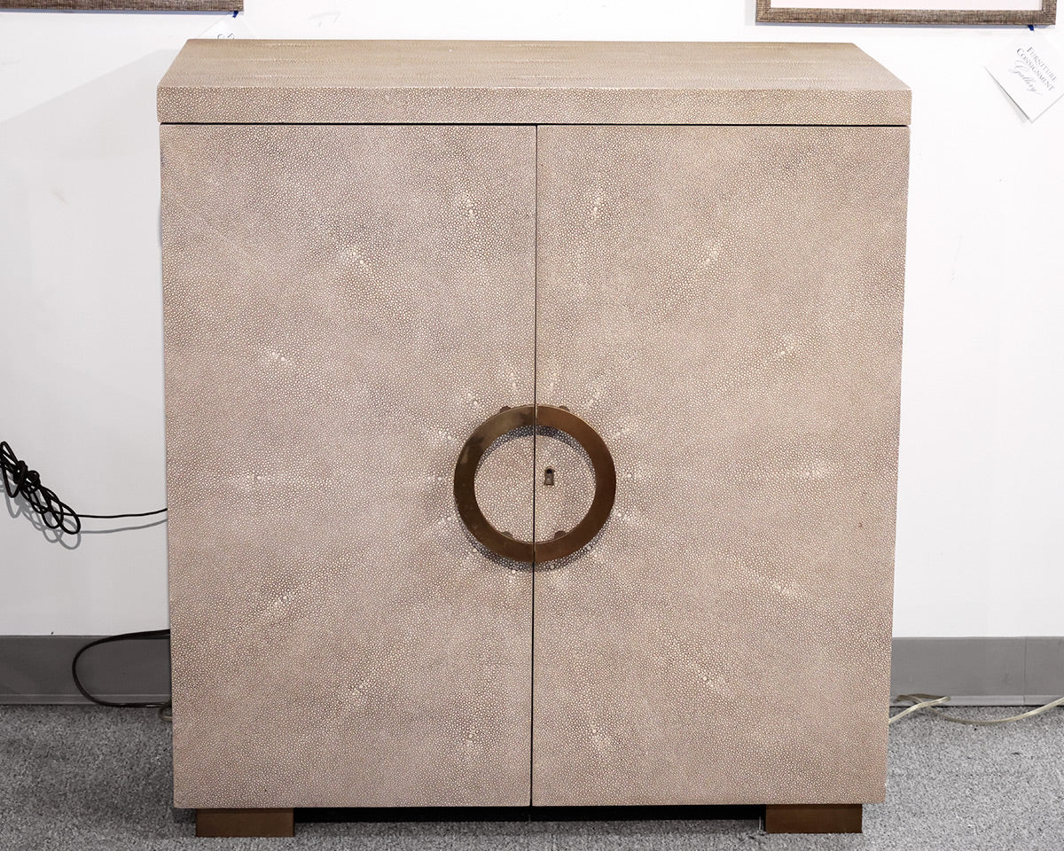 Williams Sonoma Faux Shagreen Bar Cabinet