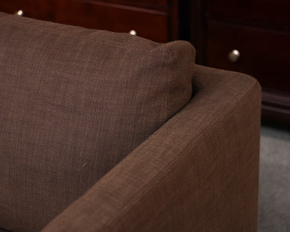 RH Shelter Arm Bench Seat 9' Sofa in Brown Belgian Linen