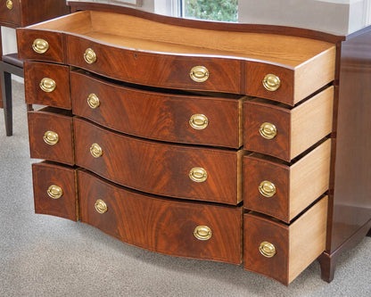 Baker "Historic Charleston" Mahogany Serpentine Bow Front Dresser W/Hepple Pulls