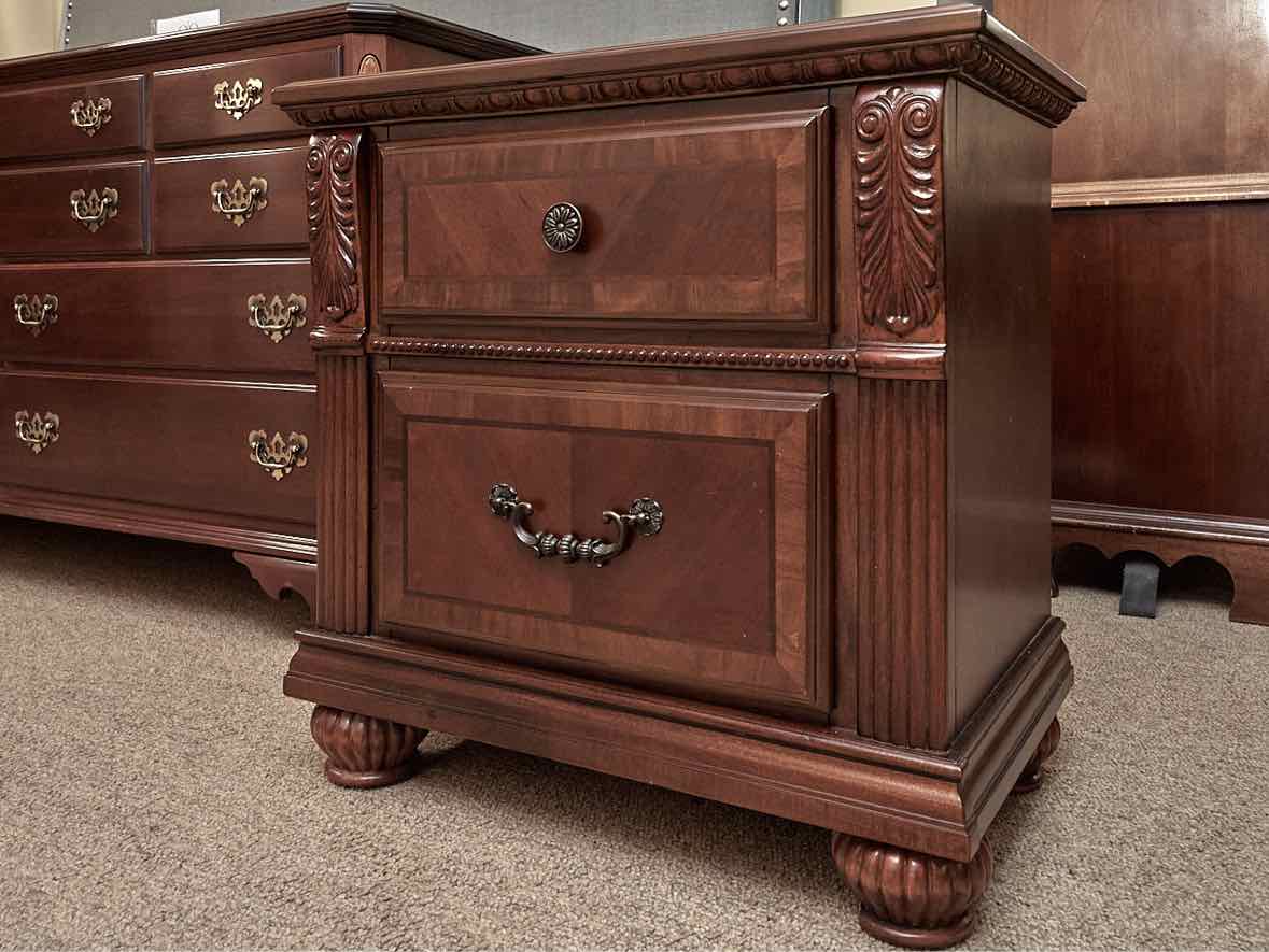 f Mahogany Finish 2 Drawer Nightstand