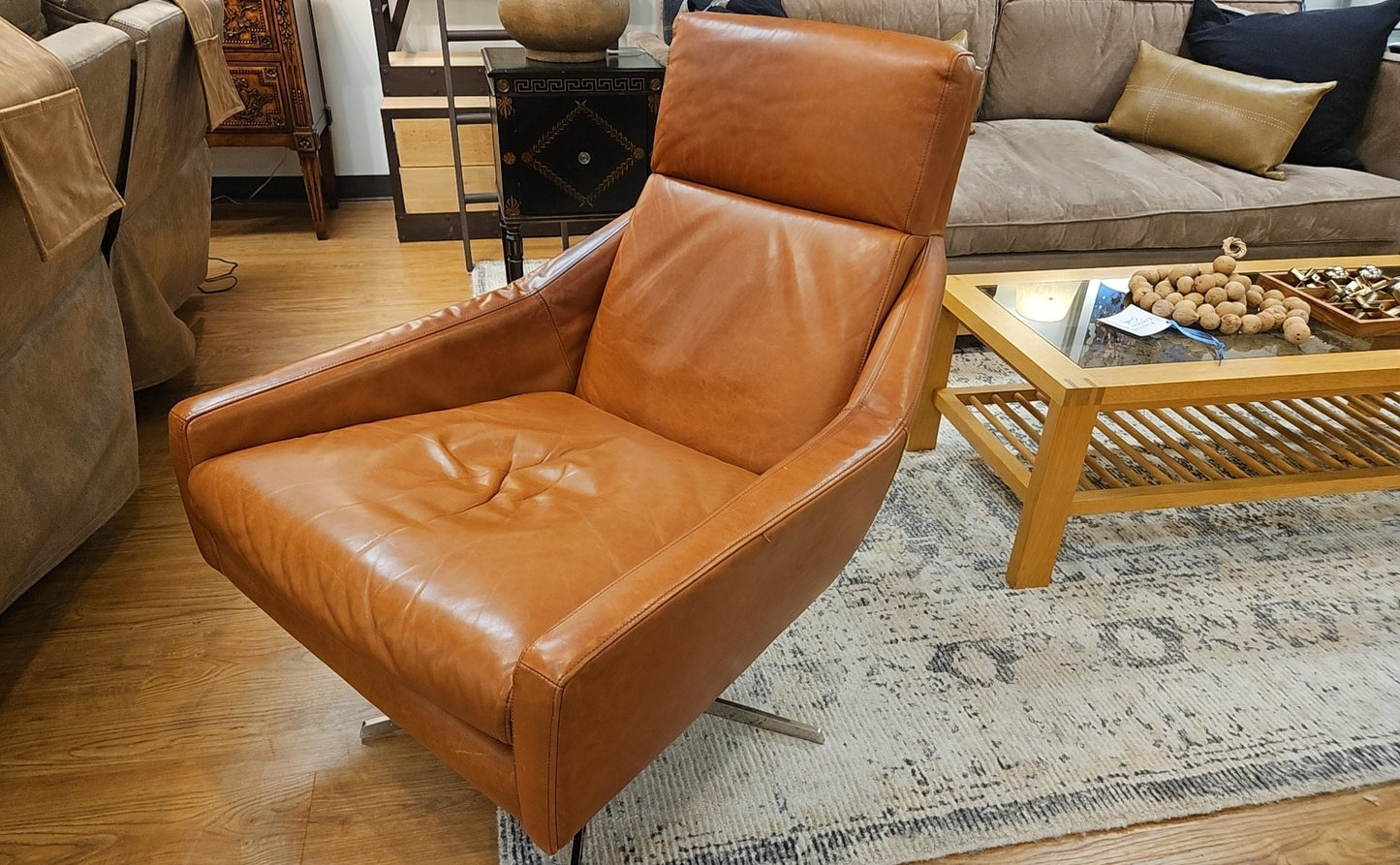 West Elm 'Austin' Leather Chair and Ottoman