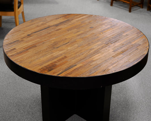 Round Wood Top Dining Table With Metal Base