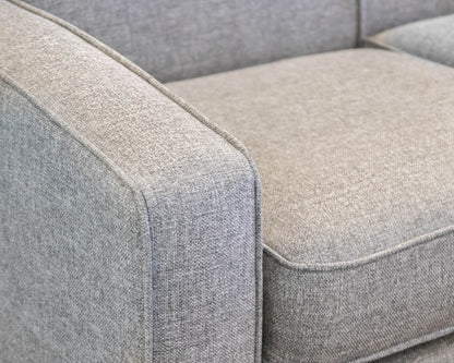 Tight Back 3 Cushion Textured Grey Upholstered Sofa W/ Track Arms