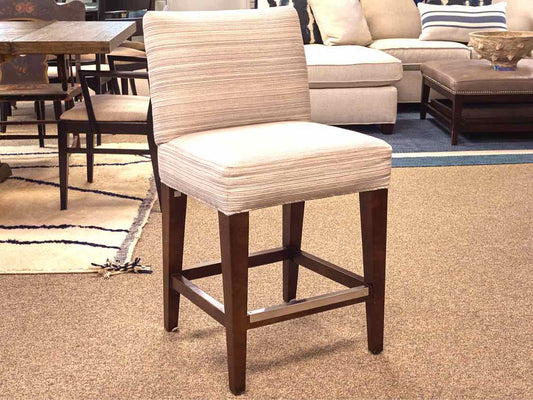 Lee Industries Counter Stool in Ivory & Grey Stripe Upholstery