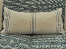 Cream Lumbar Pillow with Indigo Stripes
