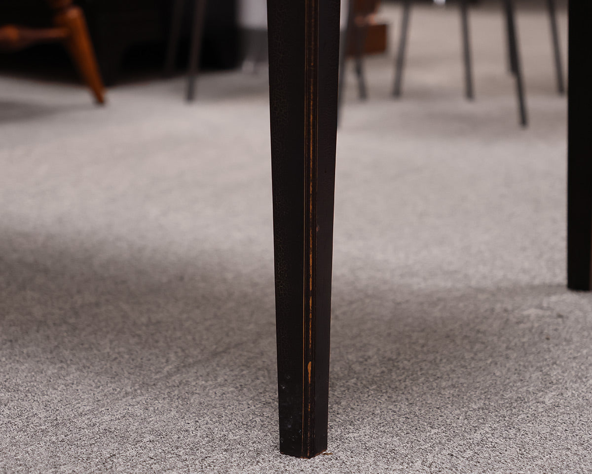 DR Dimes Extending Farm Table with Tiger Maple Top on Black Crackle Finish Base