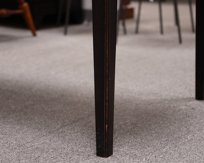 DR Dimes Extending Farm Table with Tiger Maple Top on Black Crackle Finish Base