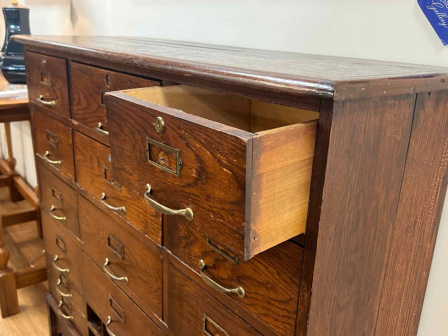Antique Oak Index Card Chest