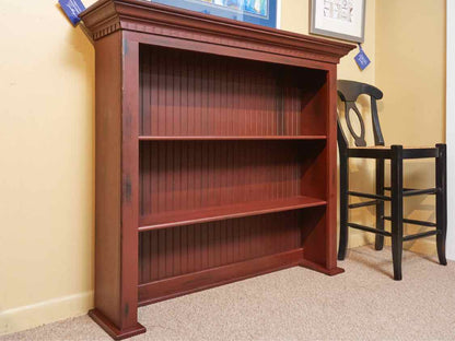 Cranberry Finish 2 Shelf Beadboard Back Bookcase