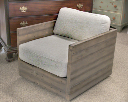 West Elm Emmerson Reclaimed Wood Kids Swivel Chair with Cream Chenille Cushions
