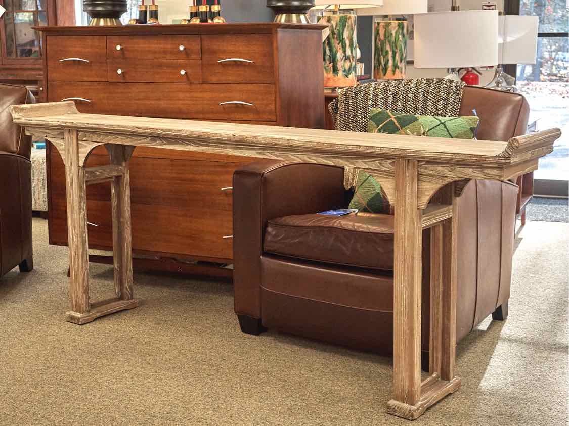 Ballard Design Ananda Console Table in Driftwood Finish