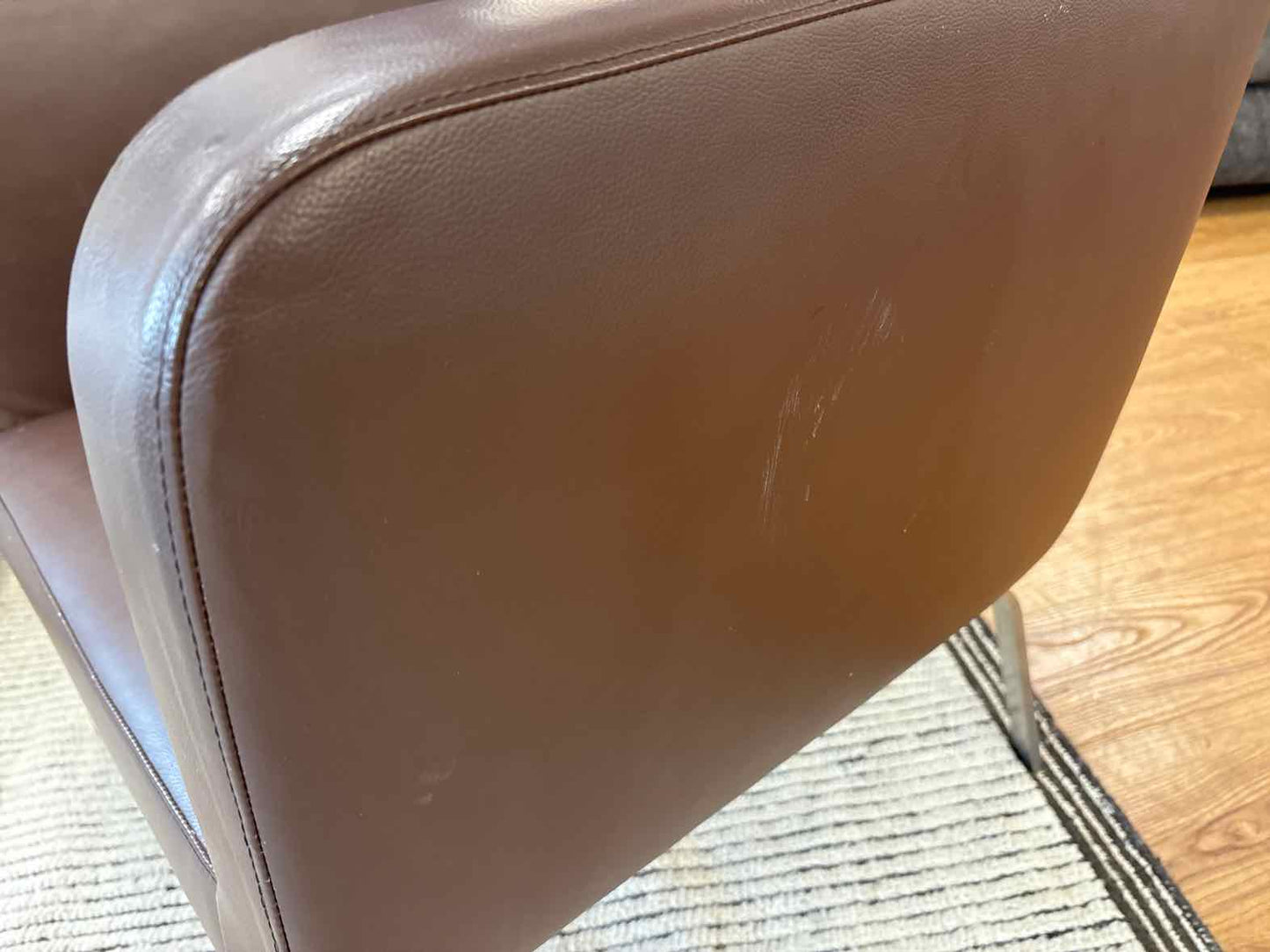 Ligne Roset Chocolate Leather Barrel Chair