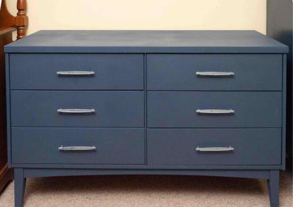 Hudson Bay Blue Finish 6 Drawer MCM Style Dresser