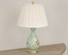 Lotus Porcelain Vase Table Lamp with Gold Base & Finial