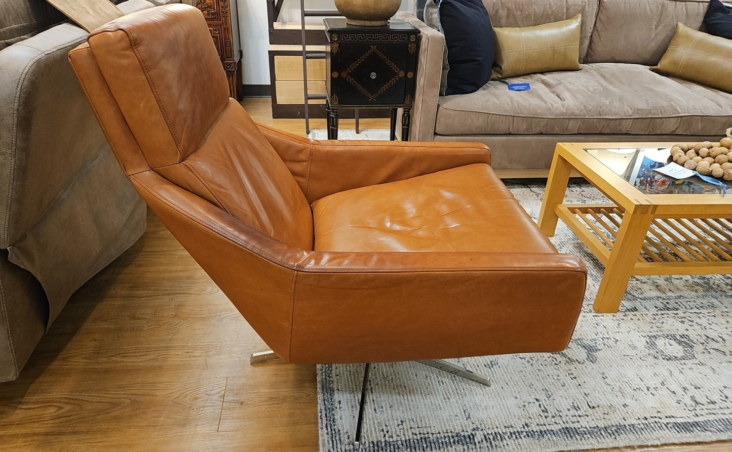West Elm 'Austin' Leather Chair and Ottoman