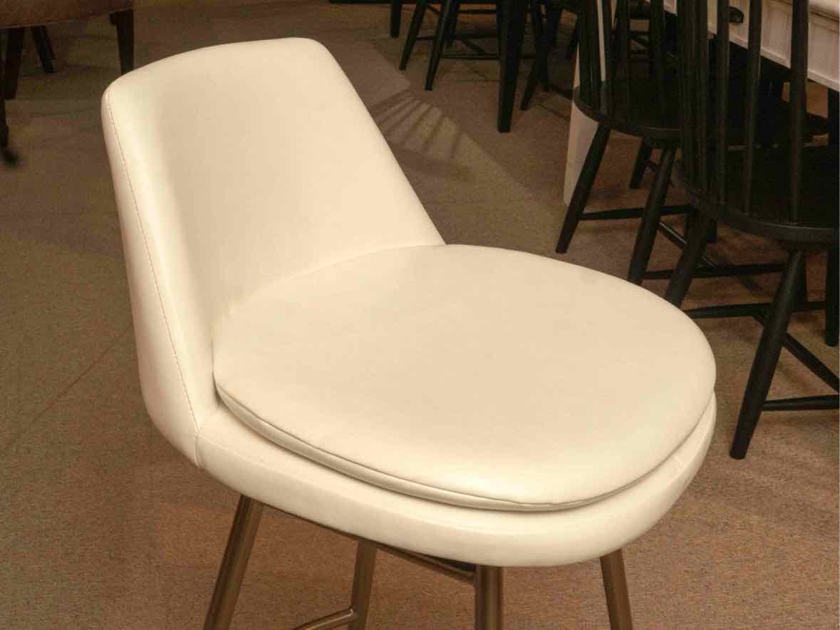 Set oF 4 West Elm Ivory Leather Bronze Finish Legs Counter Stools
