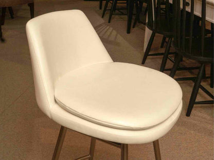 Set oF 4 West Elm Ivory Leather Bronze Finish Legs Counter Stools