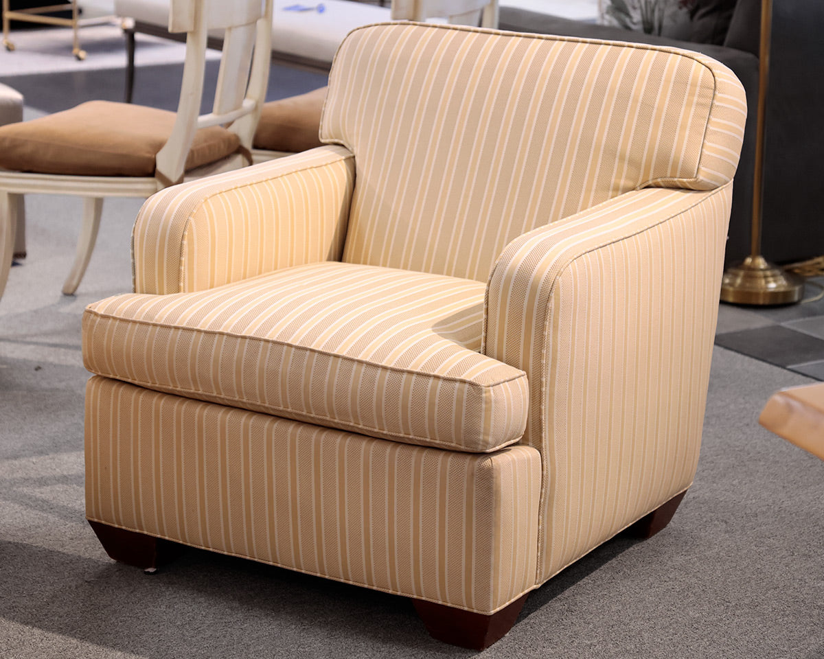 Pair of Custom Striped Upholstered Accent  Chairs