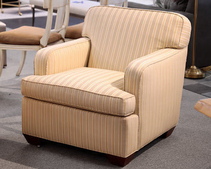 Pair of Custom Striped Upholstered Accent  Chairs