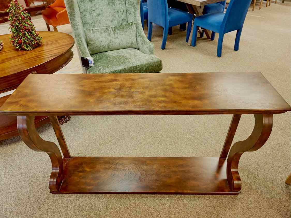 Dark Finish Console with Cabriole Legs