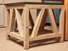 Stone Top Weathered Wood Legs Side Table