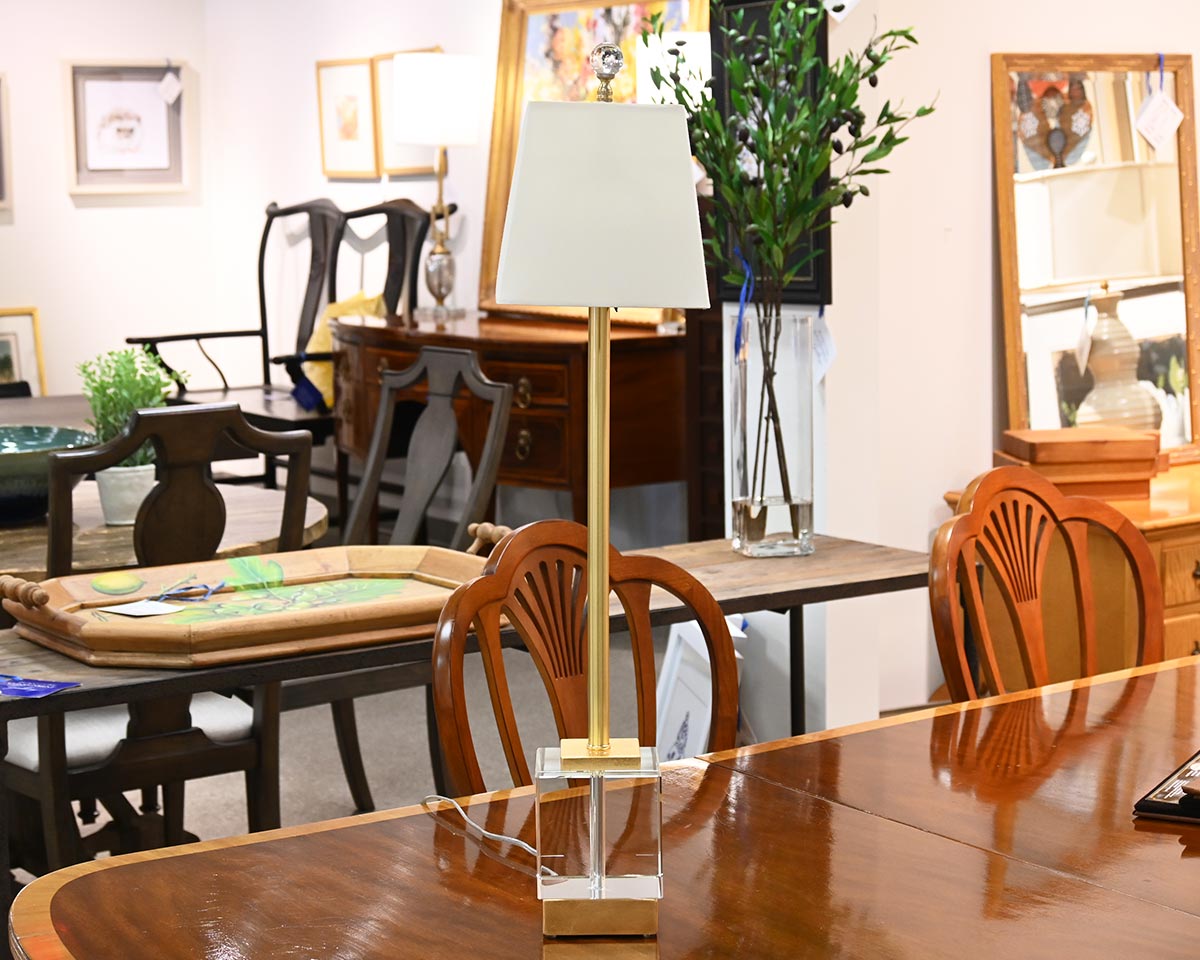 Crystal Buffet Table Lamp with Square Eggshell Hardback Shade