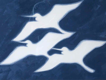 'Egrets Flight II' Art Print In White Shadowbox Frame