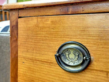 Pine 3-Drawer Chest with Oval Brass Ring Pulls