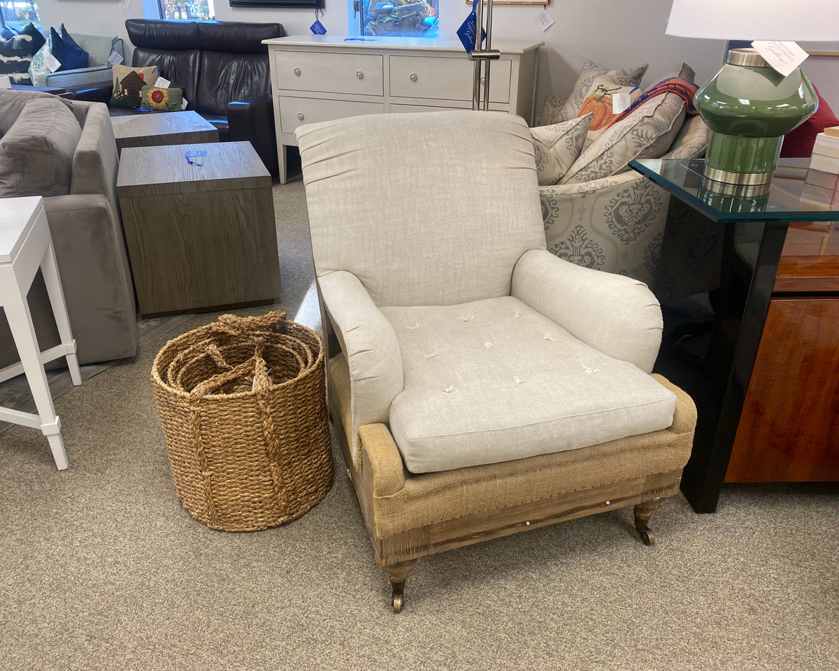 Restoration Hardware Deconstructed Arm Chair and Ottoman Set