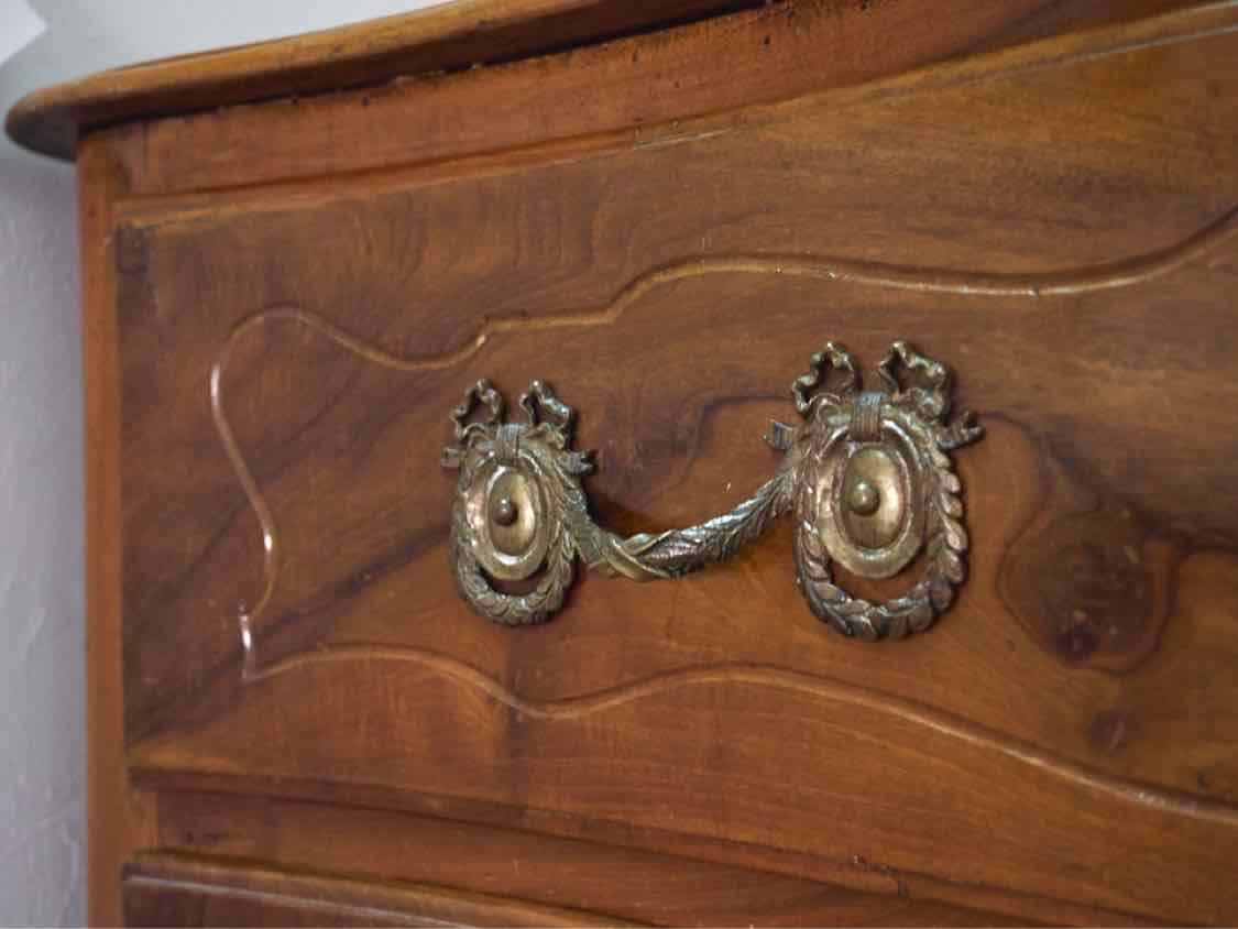 French Style Chestnut 3 Drawer Chest with Brass Wreath & Laurel Handles