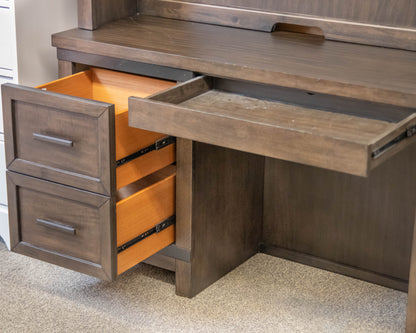 Liberty Furniture Desk with Barn Door Hutch in Rock Beatten Grey Finish