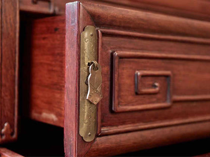 Asian Style Four Drawer Accent Chest in Cherry