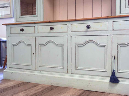 French Country Two Piece China Cabinet in Light Blue