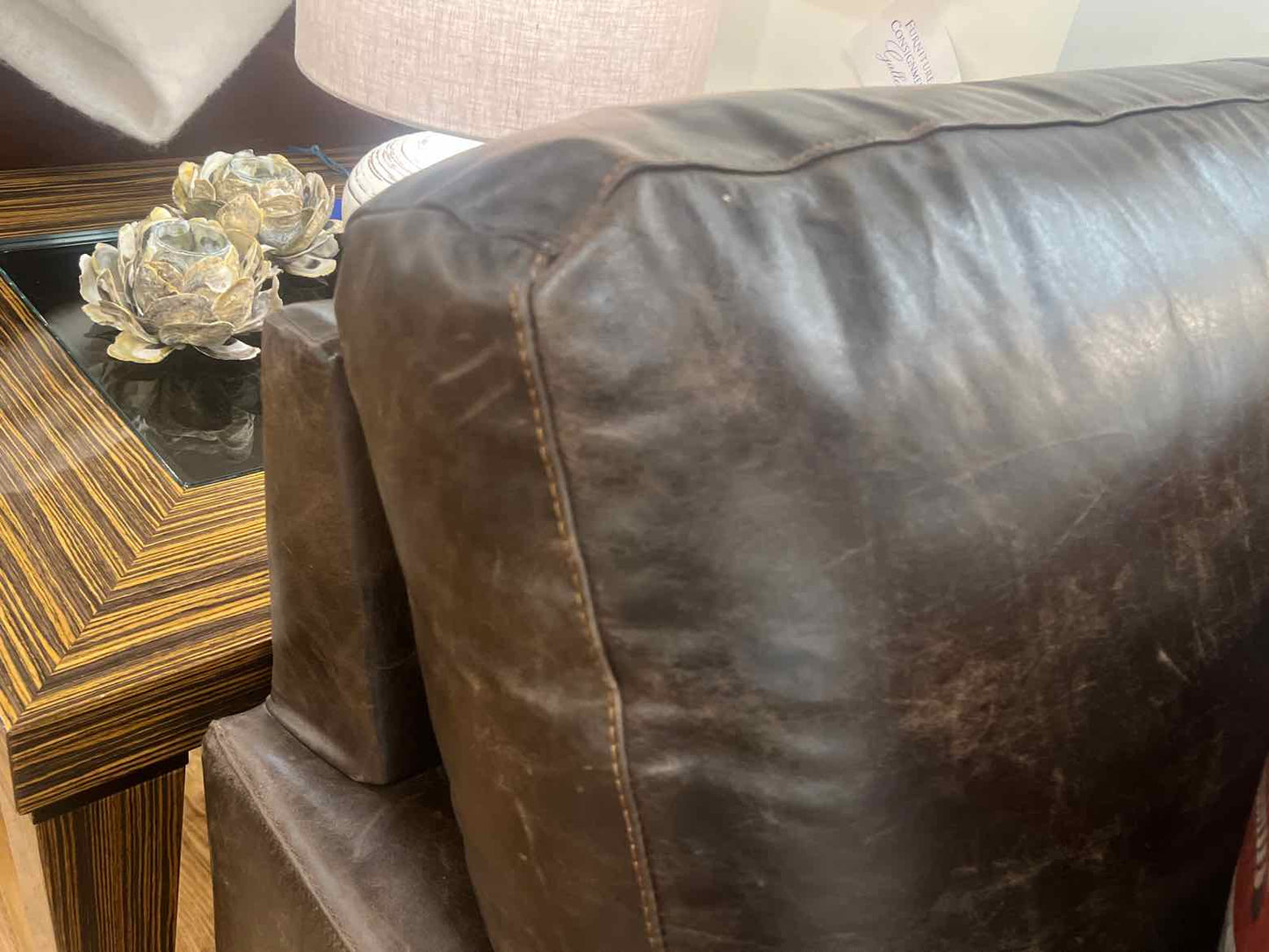 Pottery Barn Chocolate Leather Loveseat