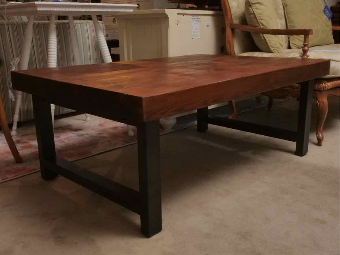 Pottery Barn 'Griffin' Reclaimed Pine Cocktail Table with Wrought Iron Legs