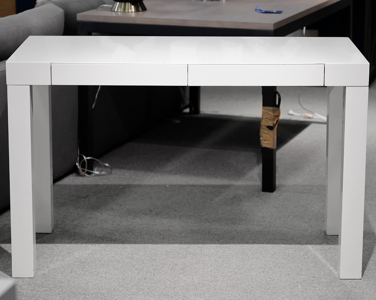 White Lacquer Desk with 2 Drawers