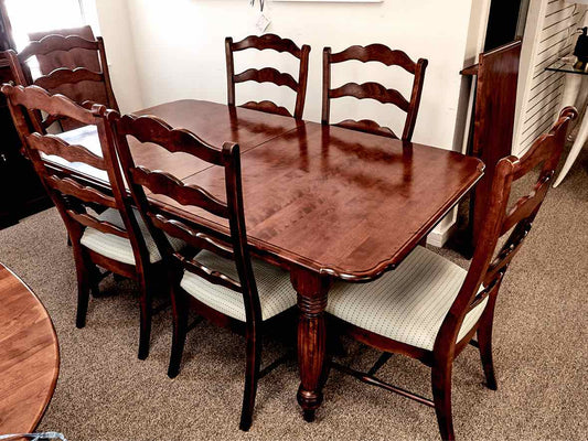 Nichols & Stone Cherry Dining Table & Set of 6 Ladderback Chairs