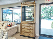Two Piece 'Verre Eglomisé' Lighted Display Cabinet