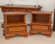 Pair of Cherry Wood 1 Drawer Nightstands with Open Storage