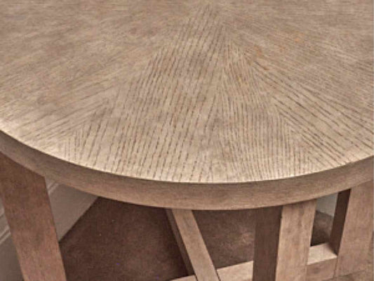 East At Main White Washed Finish Round Crisscross Base Accent Tables