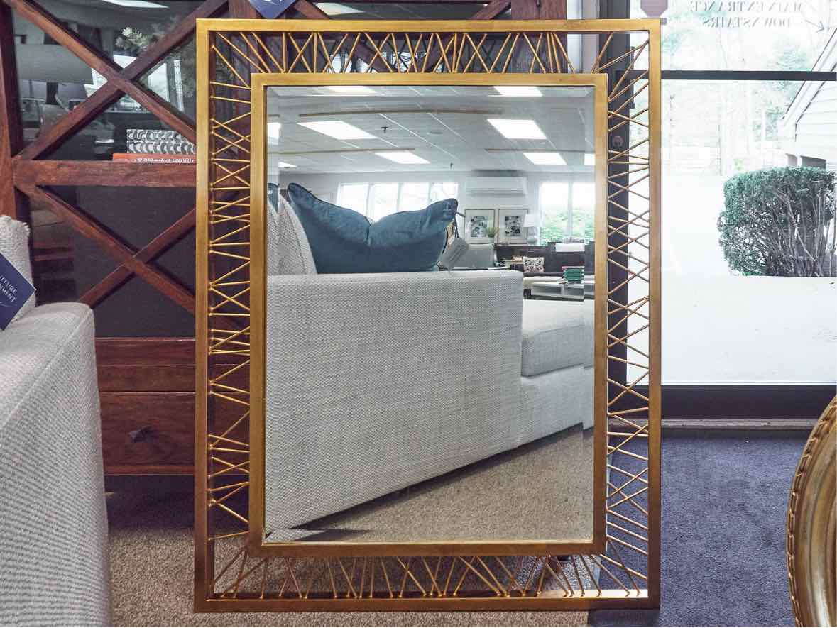 Brass Rectangular Beveled Mirror