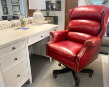 Hancock and Moore Red Leather Bustle Back  Office Chair on Casters