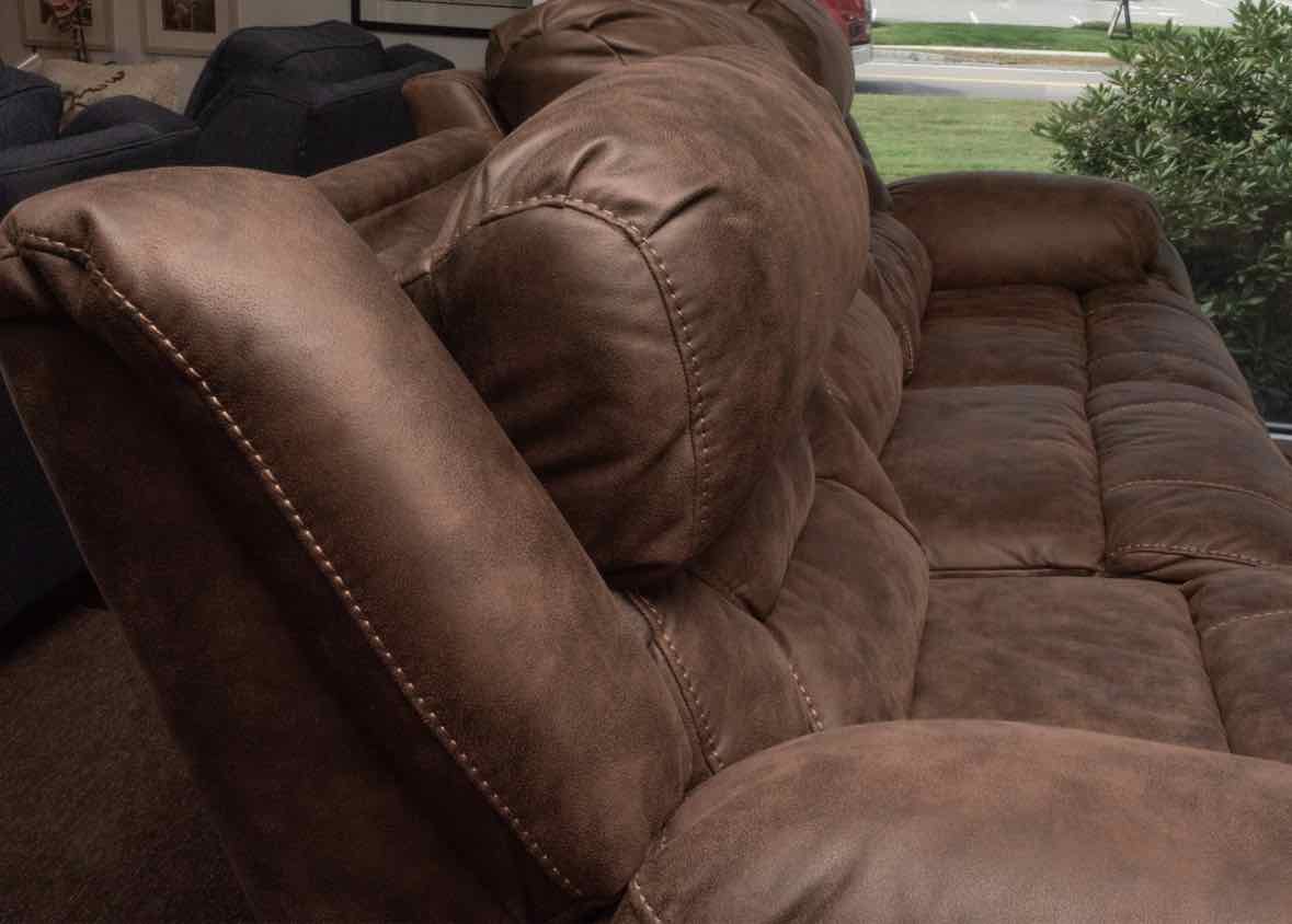 Home Stretch Brown Felt Uphostered Power Reclining Sofa