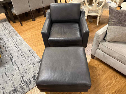 Burrow 'Nomad' Leather Armchair w/ Ottoman