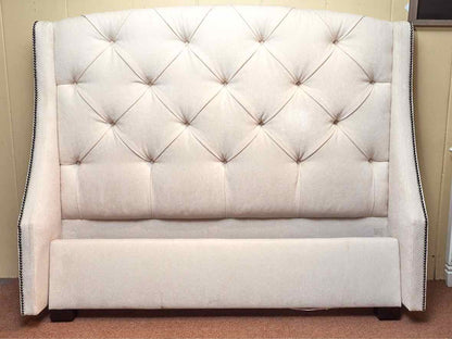 Boston Interiors  Ivory Upholstered Tufted With Nailhead Trim Full Bed