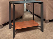 Circle Furniture Metal & Glass With Lower Wooden Shelf  Side Table