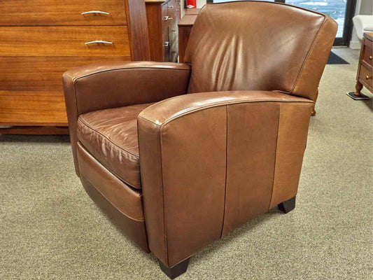 Pair of MG+BW  Saddle Brown Leather Recliners