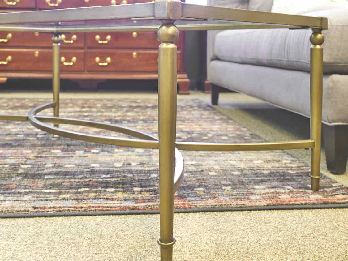 Brass Base Cocktail Table With Glass Top