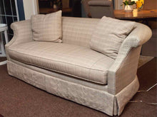 Pearson Curved Back Beige & Grey Upholstered Sofa with Bench Cushion