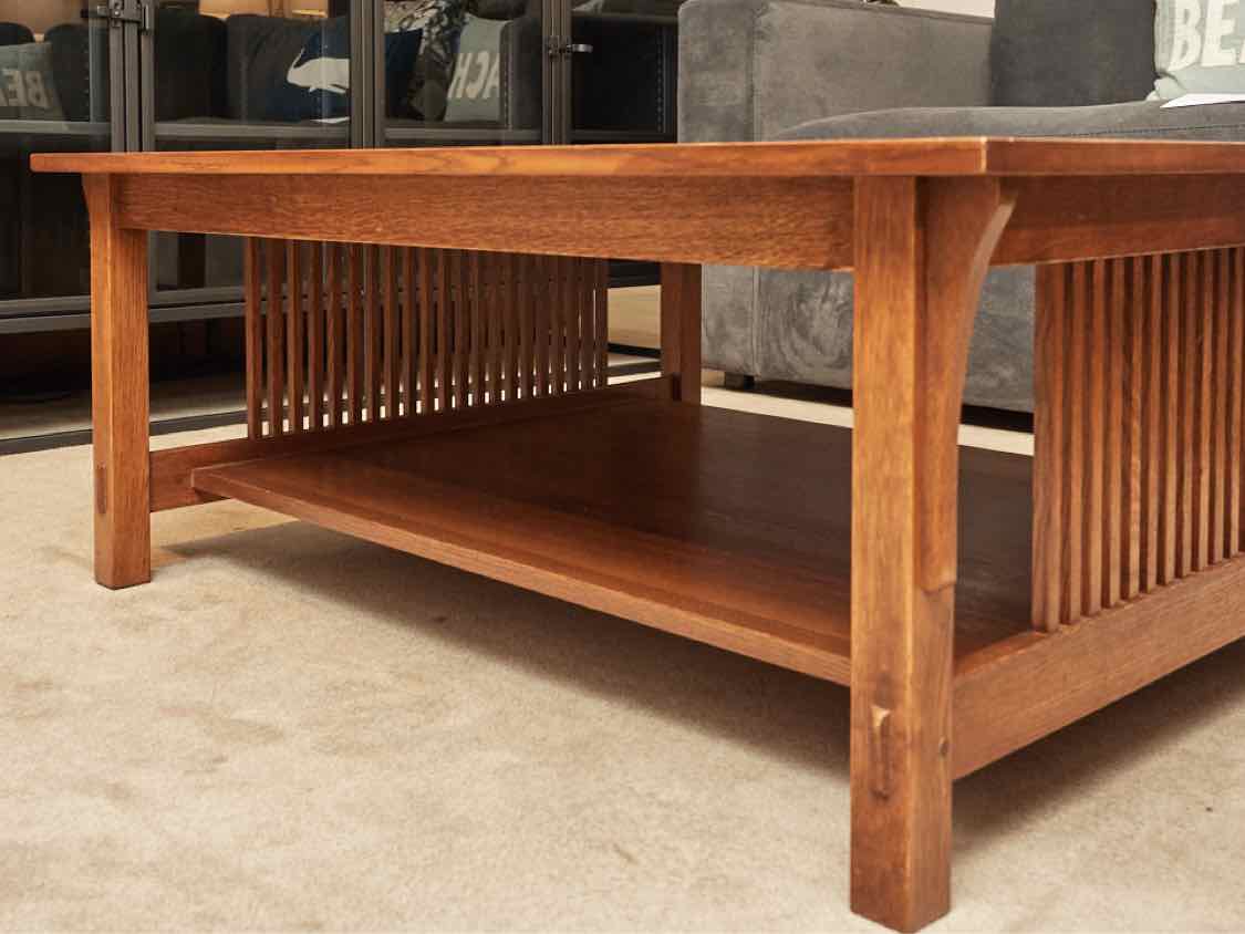 Stickley Mission Solid Oak ( 89-767)  Cocktail Table With Lower Shelf